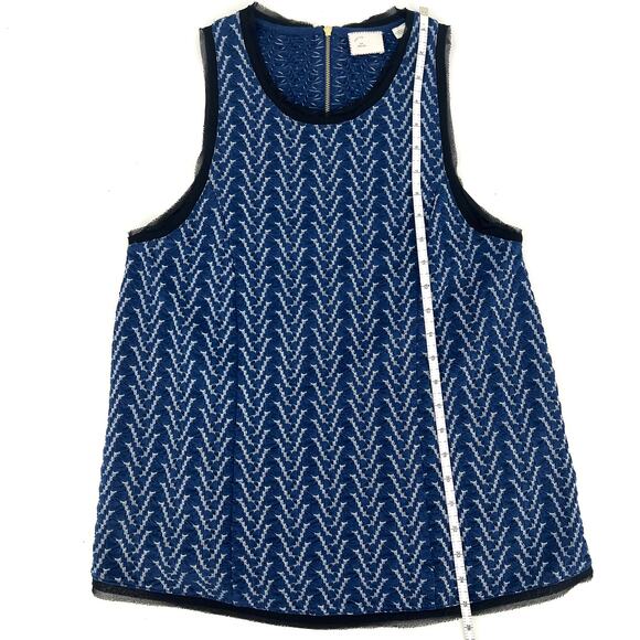 Anthropologie Postmark Sleeveless Tank Back Zip Sheer Raw Edge Detail Trim Sz M - Picture 7 of 11